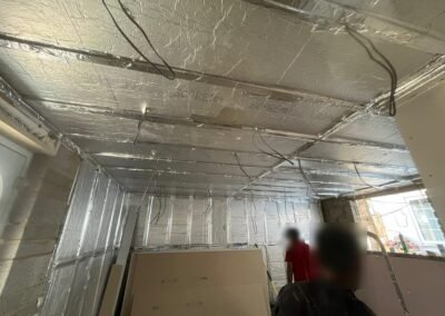 Insulation and plasterboard stage in a garage conversion